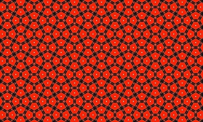 Vibrant red and black geometric pattern with repeating shapes and bold colors, creating a dynamic and modern visual effect, abstract background design