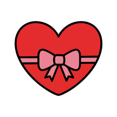 Heart Shaped Gift Box with Bow Illustration