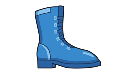 Blue Combat Boot Illustration.
