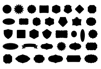 Fototapeta premium Set of Vintage Label Silhouettes, Retro Badge Shapes, and Ornate Frame Outlines for Graphic Design