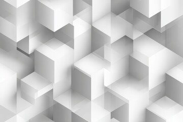Obraz premium Abstract geometric pattern, white cubes, isometric view, subtle shadows, architectural tech