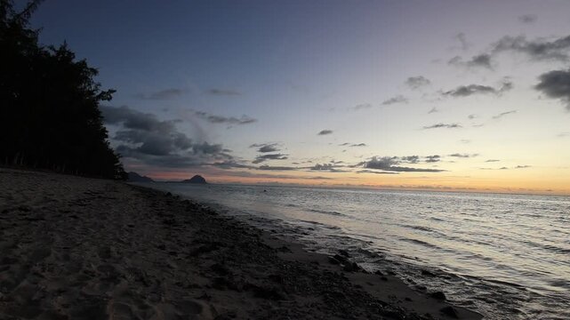 sunset on the Flic en Flac beach in mauritius