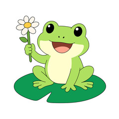 Obraz premium Frog and Flower Illustration