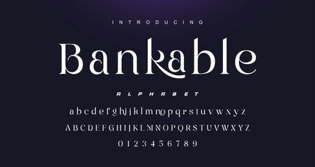 Abstract elegant typeface displays font vector. Luxury minimalist typography style © Lyndon