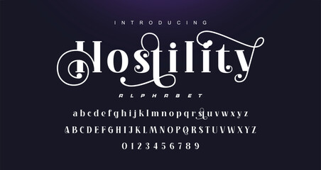 Abstract elegant typeface displays font vector. Luxury minimalist typography style © Lyndon