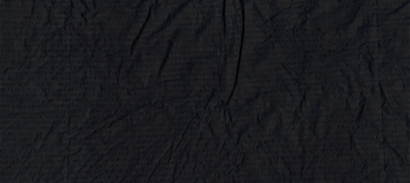 Dark medieval crumpled paper background vector features black wrinkled texture. Old folded crease effect for poster logo collage empty cardboard designs. Abstract dark crumpled bg.