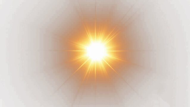 Bright sunburst effect radiating from the center with warm orange tones and soft edges creating a glowing alpha channel with white background