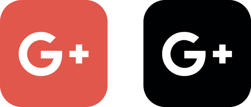 Google Plus Color and Black Square Logo Premium Vector Set for Branding and Apps