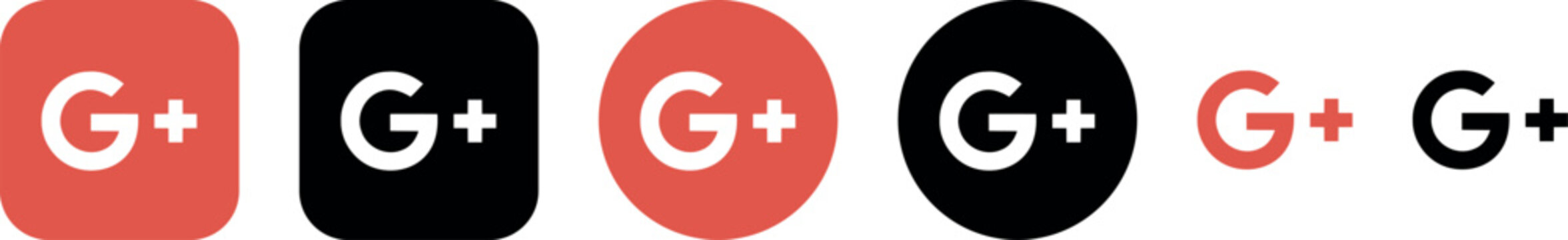 Google Plus Icon Set Vector Full Editable Bundle App Logo Collection Editable SVG and Transparent PNG