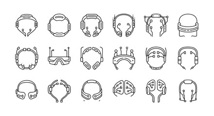 Fototapeta premium Medical Headgear Outline Icons Set Illustration