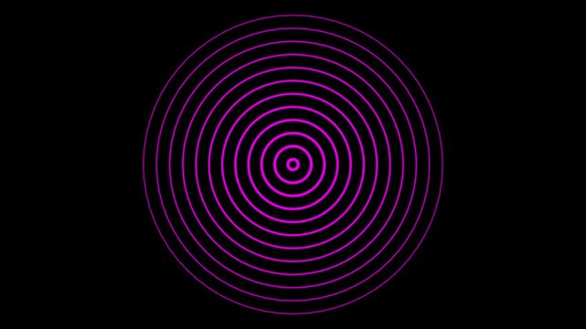 Radio wave signal animation on black background. Green spiral radio wave station. Radio wave signal and sound wave signal.
