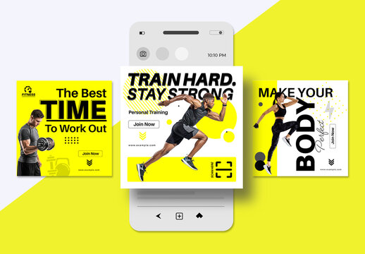 Gym Fitness Social Media Post Design Layout