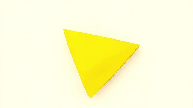 A bright yellow triangular shape centered on a plain surface viewed from directly above
