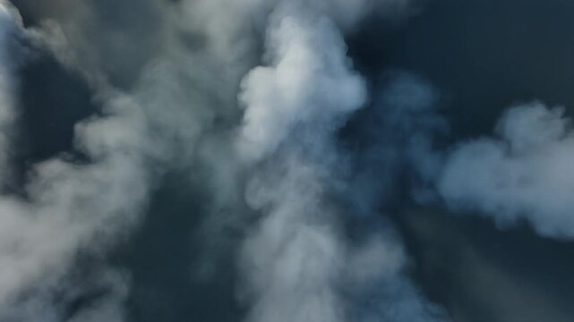 Cinematic dark smoke clouds rising atmospheric fog motion background loop