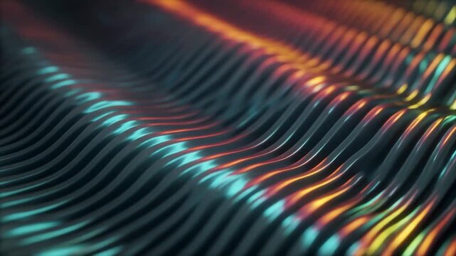 Colorful flowing light waves abstract surface texture seamless background loop