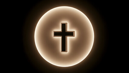 Fototapeta premium Glowing cross symbol on dark background
