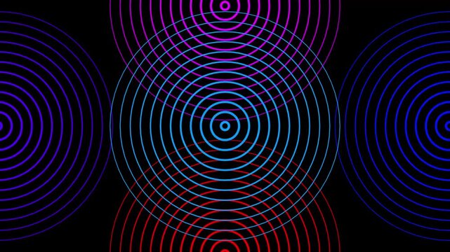 Radio wave signal animation on black background. Green spiral radio wave station. Radio wave signal and sound wave signal.