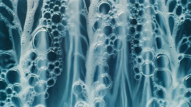 Blue liquid bubbles macro vertical texture abstract fluid seamless background loop