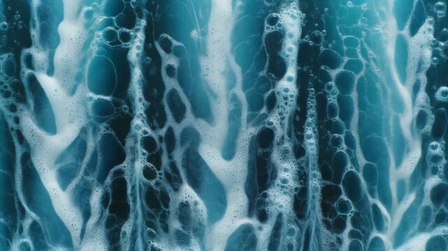 Abstract blue liquid vertical flow macro fluid texture seamless background loop