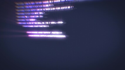 Obraz premium The process of writing a digital code by a programmer in a programming language, glowing letters and numbers. Making computer programs blue background