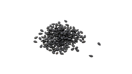 Black Sesame Seeds Pile Isolated On Black Background