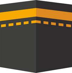 Fototapeta premium Minimal Kaaba Icon with Black and Yellow Design Islamic Sacred Mosque Symbol Vector