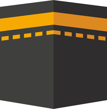 Minimal Kaaba Icon with Black and Yellow Design Islamic Sacred Mosque Symbol Vector