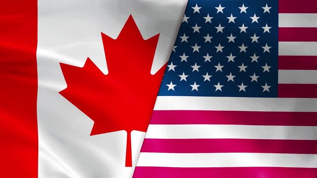 Canada vs United States 4K flag animation  background