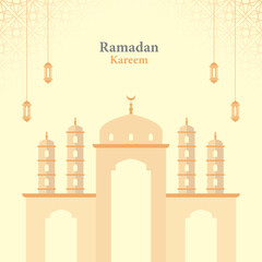Elegant Ramadan Kareem Mosque Vector Background Template