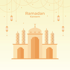 Ramadan Kareem Mosque Illustration Social Media Post Template