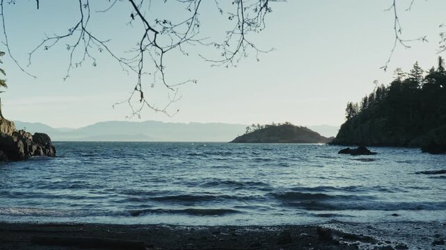 Tranquil Beach Within East Sooke Park In British Columbia, Canada. Static Shot