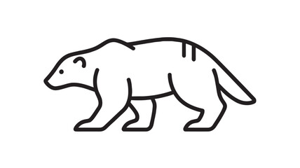 Obraz premium Bear outline icon walking in side view with minimalist black line art, simple wildlife symbol for logo, app, signage, conservation, Arctic nature and animal design