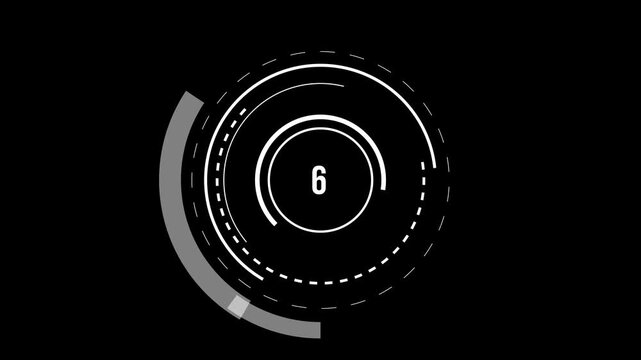 Round HUD element in motion with dynamic elements. HUD on a black background. 4K