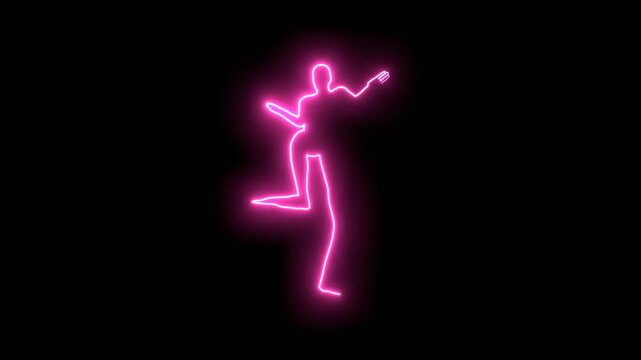 Silhouette of diver. Diver icon. The concept of sport diving. Freediving adventure. Neon glowing.