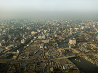 Fototapeta premium aerial view of the chittagiong city