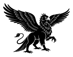 Obraz premium Griffin Illustration - Black & White Vector Art