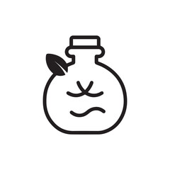 Organic Natural Essential Oil Bottle Floating on Gentle Minimalist Zen Water Waves. 