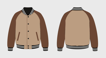Varsity jacket illustration front and back view.
