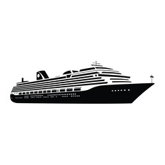 Cruise Ship Travel Vector, Silhouette, Illustration