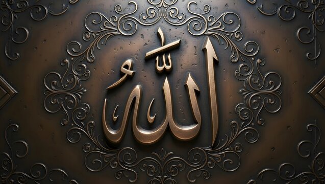 3D Metallic Arabic Script Symbolizing Blessing