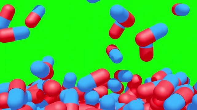 Medical pills falling on the floor. Pills and drugs tablets. Pharmaceutical Industry. Medicine concept. Health care. Available in FullHD and 4K video