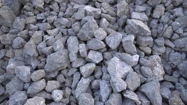 Crushed stone material for road construction.