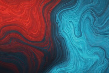 Fototapeta premium Abstract Swirls of Contrasting Red and Blue Colors with Textured Surface and Dark Background in a Fluid Art Style