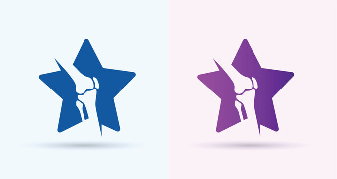   Star knee joint orthopedic logo premium quality award clinic health bone icon
