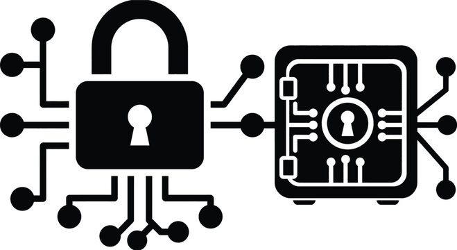 Cryptocurrency cold storage vault icon for secure digital assets