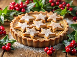 christmas cake with red berries