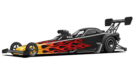 Racing Dragster with Flame Design. © Rio