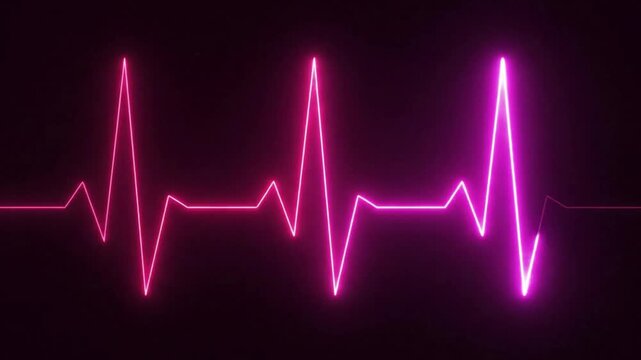 Abstract Heartbeat Visualization &mdash; Pulsing Crimson and Magenta Waveforms Seamless 4K Loop
