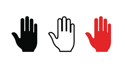 Obraz premium Three hands depicted in different colors black white and red