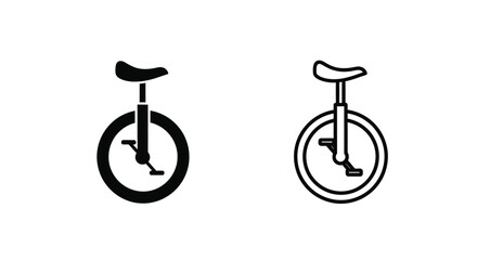 Two minimalist unicycle illustrations in black and white side by side © APIM02SN